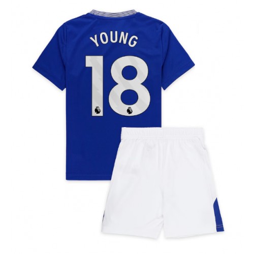 Fotballdrakt Barn Everton Ashley Young #18 Hjemmedraktsett 2024-25 Kortermet (+ Korte bukser)